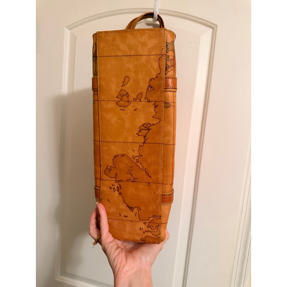 Alviero Martini Rare 1A Classe Geo Map Tote Bag Tan Leather Large Shoulder Bag - Picture 7 of 9